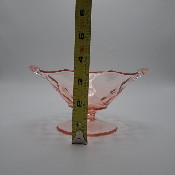 Heisey Yeoman Pink Footed Mayonnaise Bowl Diamond Optic - Picture 9 of 11